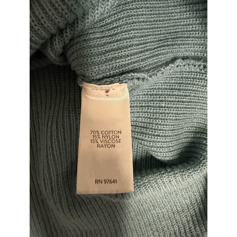 Women’s J.Jill V Neck Sweater Teal Blue Sz Medium Petite PM Cotton Blend - Picture 4 of 9
